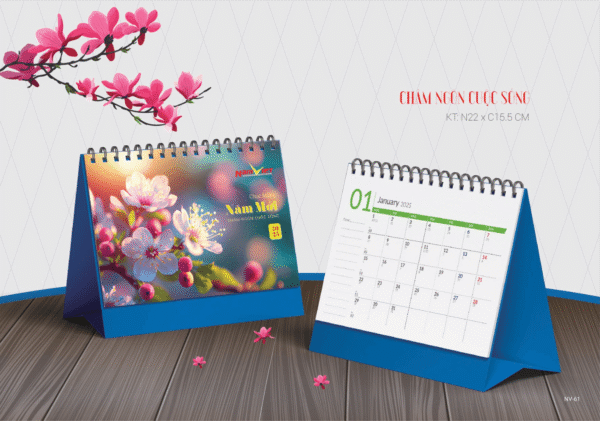 Lịch Tết màu xanh dương - Bình an và niềm tin