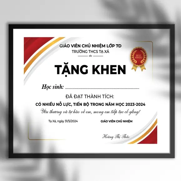 Các loại bằng khen phổ biến