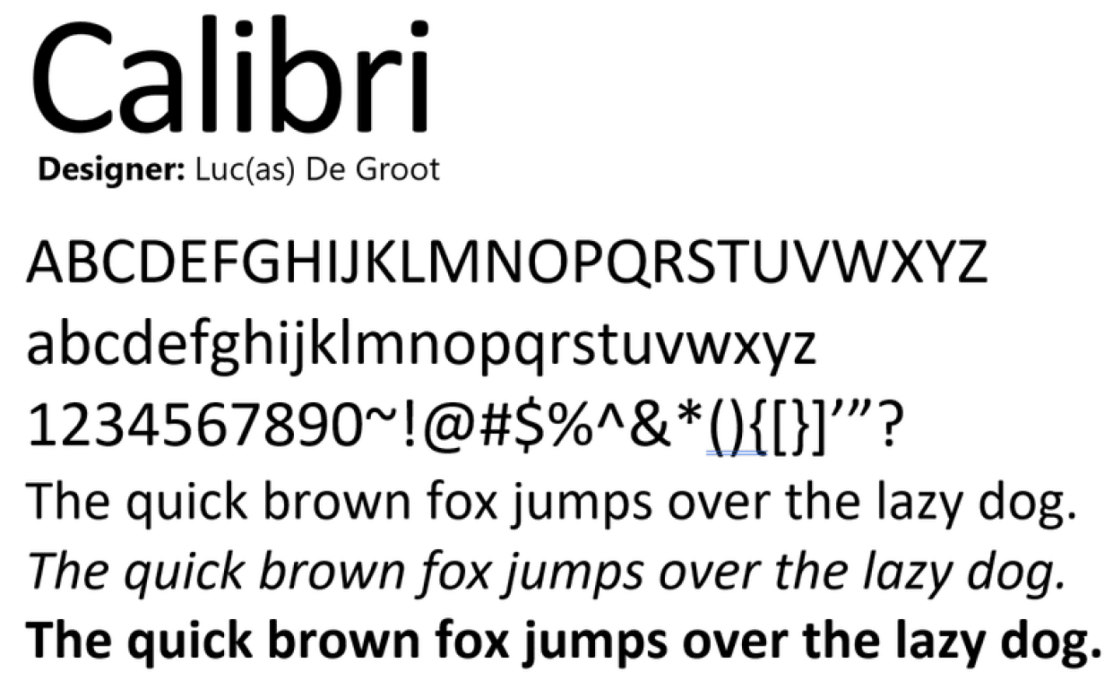 Font Calibri